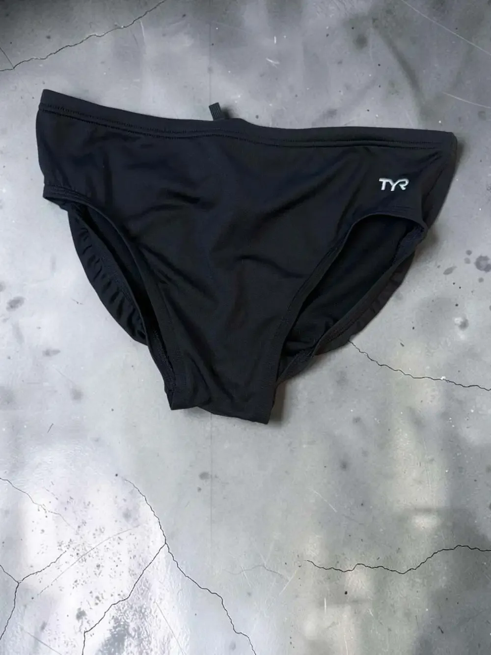 TYR Men's Solid Racer Swim Briefs, Black, Size 36